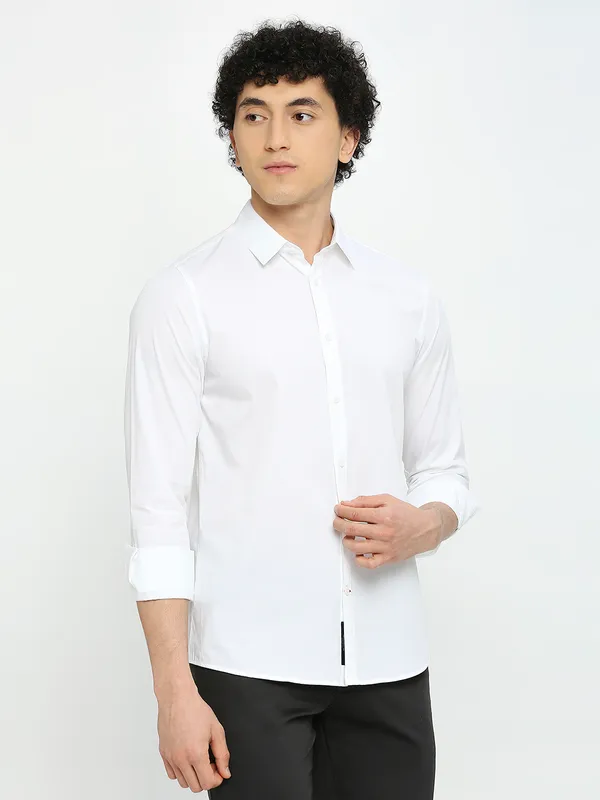 Being Human Men Slim Fit Shirts-White