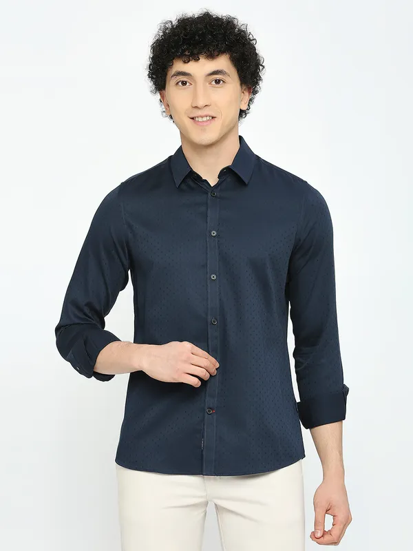 Being Human Men Slim Fit Shirts-Navy