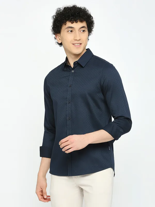 Being Human Men Slim Fit Shirts-Navy