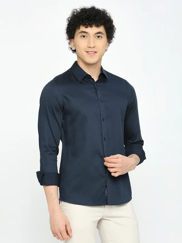 Being Human Men Slim Fit Shirts-Navy