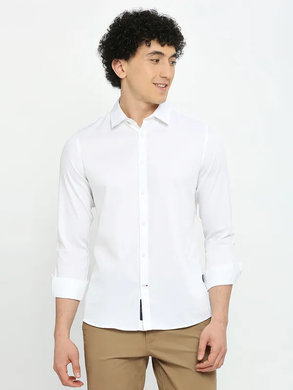 Being Human Men Slim Fit Shirts-White