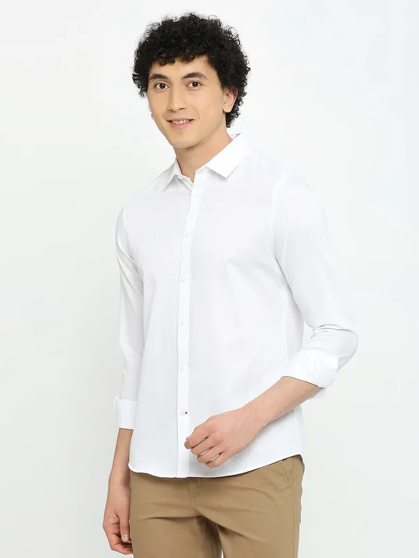 Being Human Men Slim Fit Shirts-White