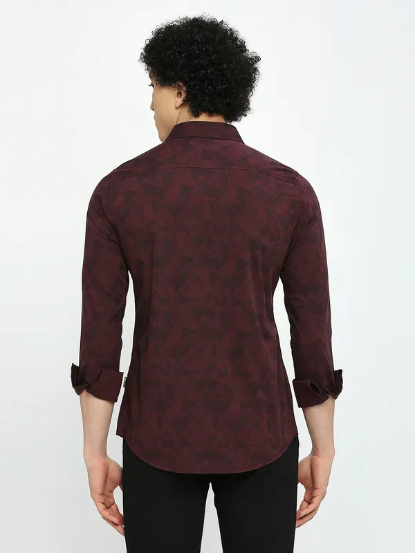 Being Human Clothing Men Slim Fit Shirts-Wine