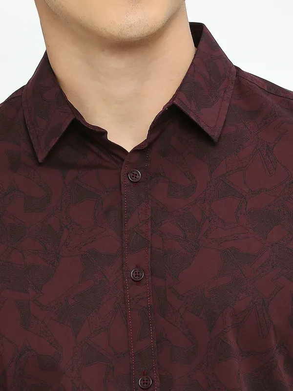 Being Human Clothing Men Slim Fit Shirts-Wine