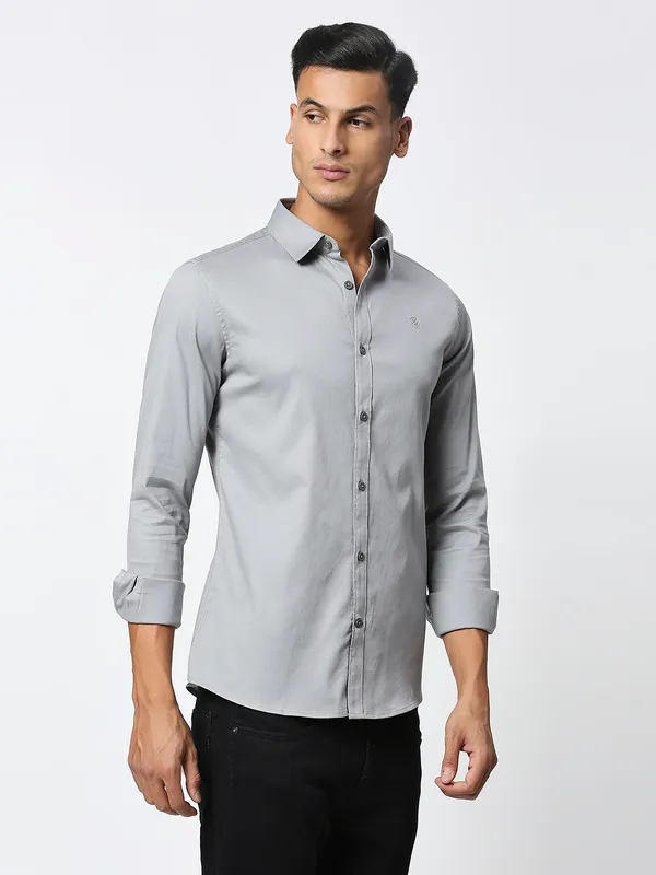 Being Human Men Slim Fit Shirts-Dk Grey