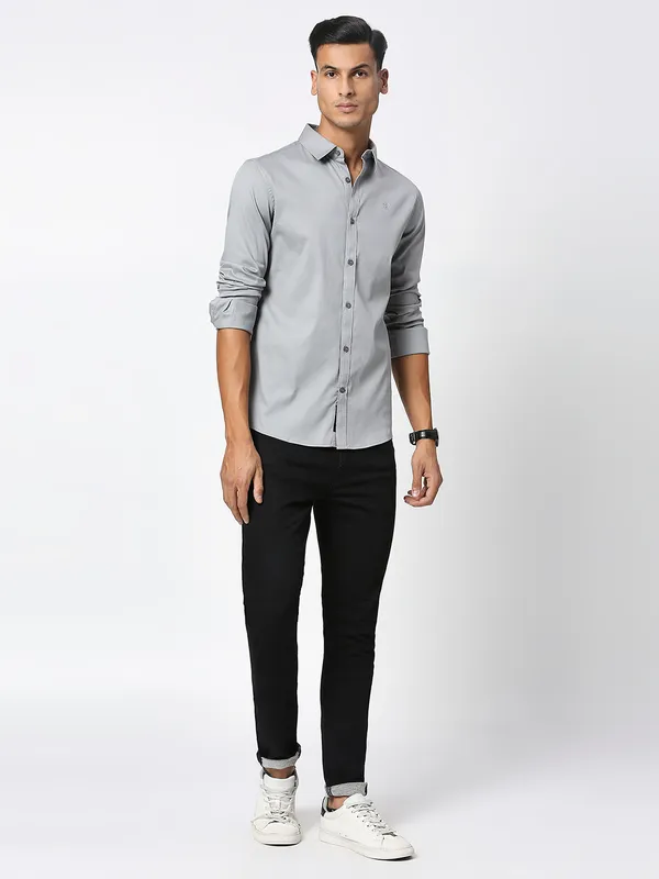 Being Human Men Slim Fit Shirts-Dk Grey
