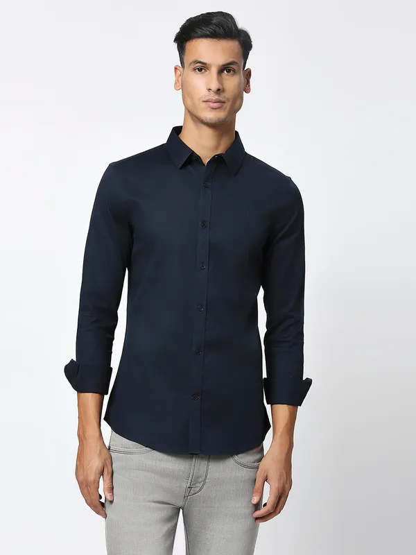 Being Human Men Slim Fit Shirts-Navy