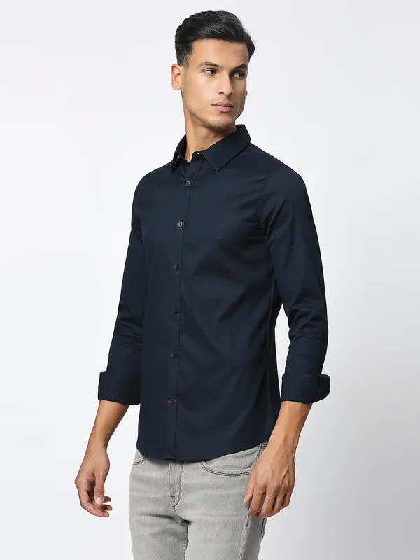 Being Human Men Slim Fit Shirts-Navy