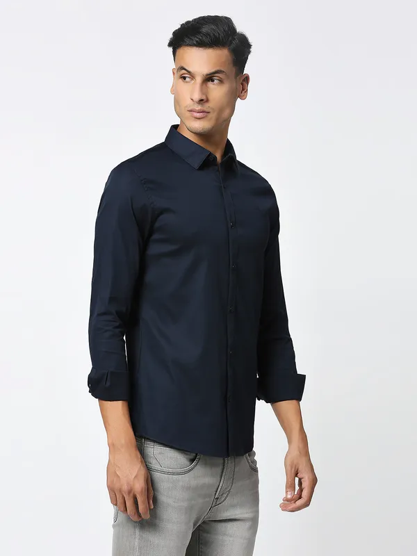 Being Human Men Slim Fit Shirts-Navy