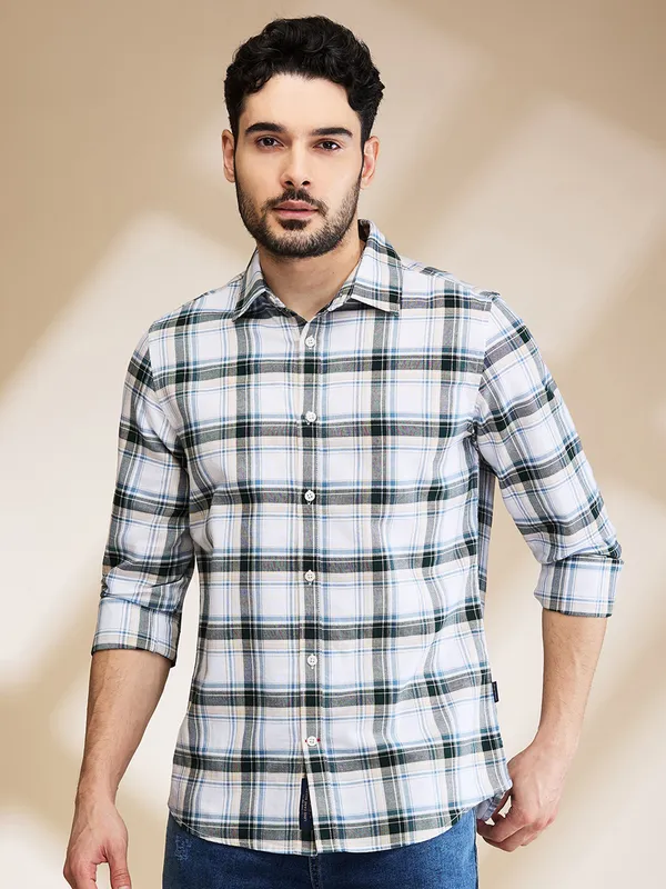 Being Human Mens-Top Shirts White/Bottle Green