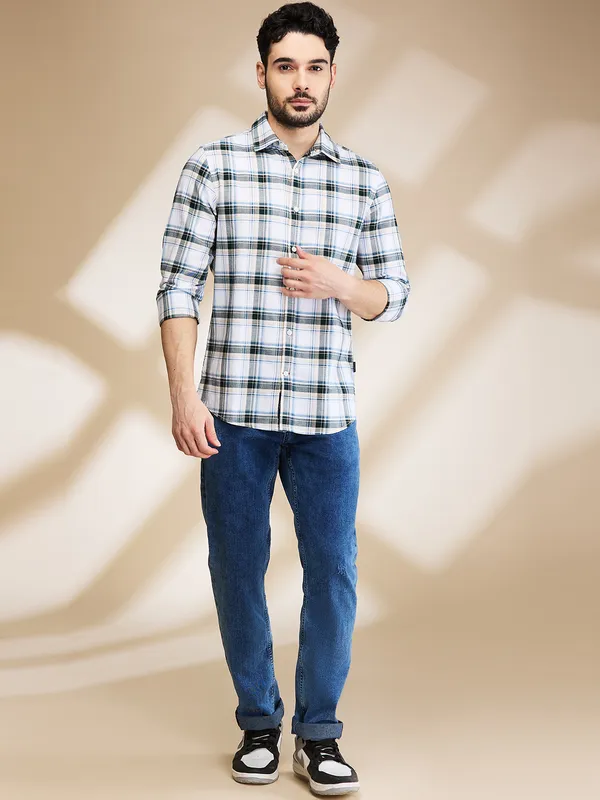 Being Human Mens-Top Shirts White/Bottle Green