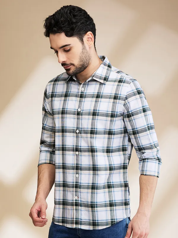 Being Human Mens-Top Shirts White/Bottle Green