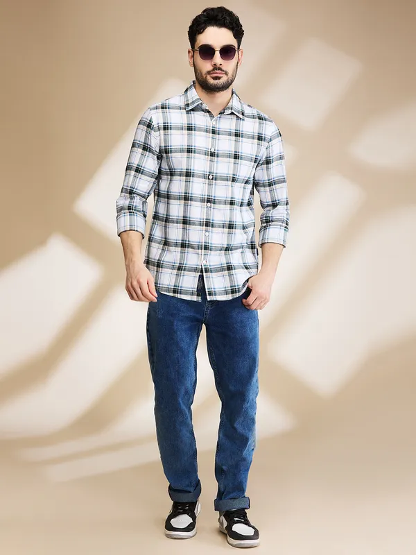 Being Human Mens-Top Shirts White/Bottle Green