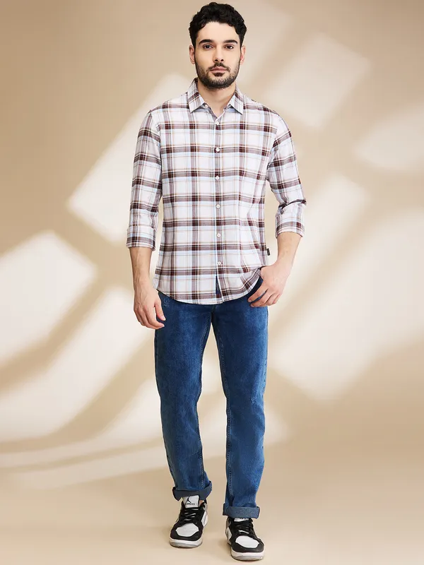 Being Human Clothing Mens-Top Shirts White/Brown