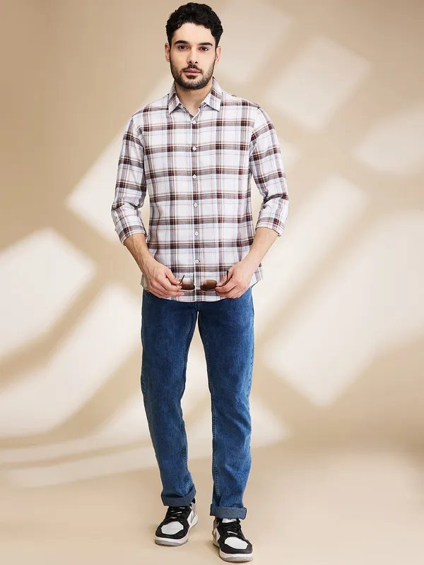 Being Human Clothing Mens-Top Shirts White/Brown