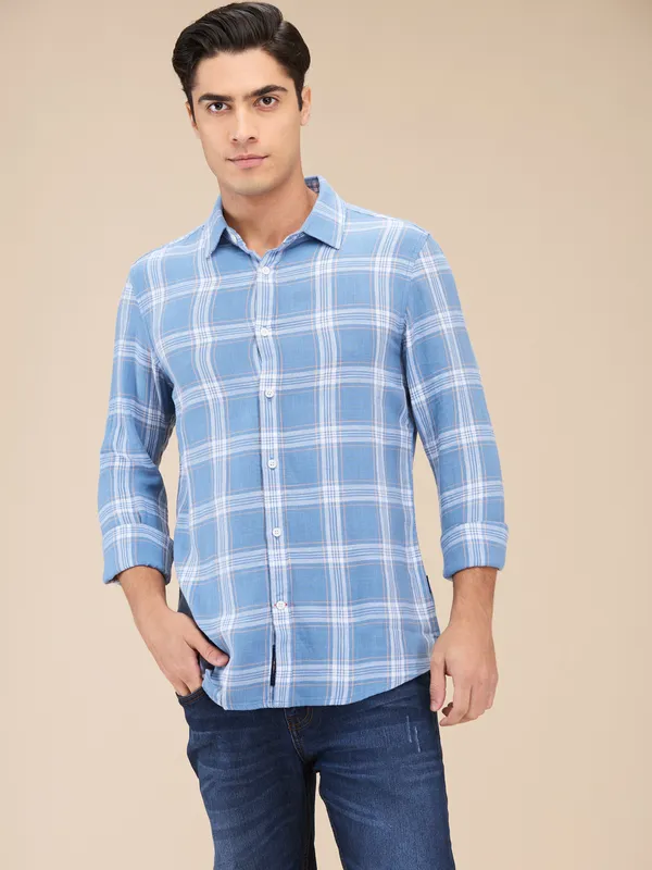 Being Human Clothing Mens-Top Shirts Blue Stone