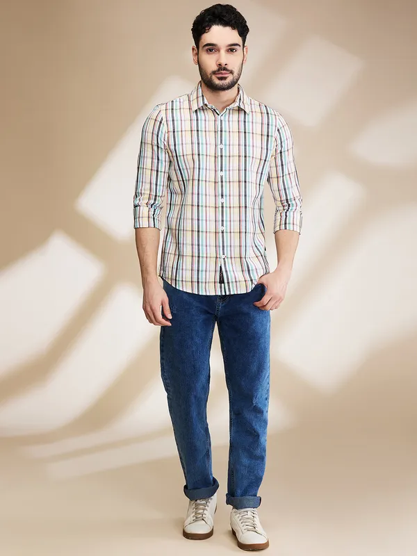 Being Human Clothing Mens-Top Shirts White/Yellow