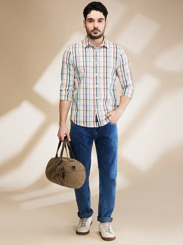 Being Human Clothing Mens-Top Shirts White/Yellow