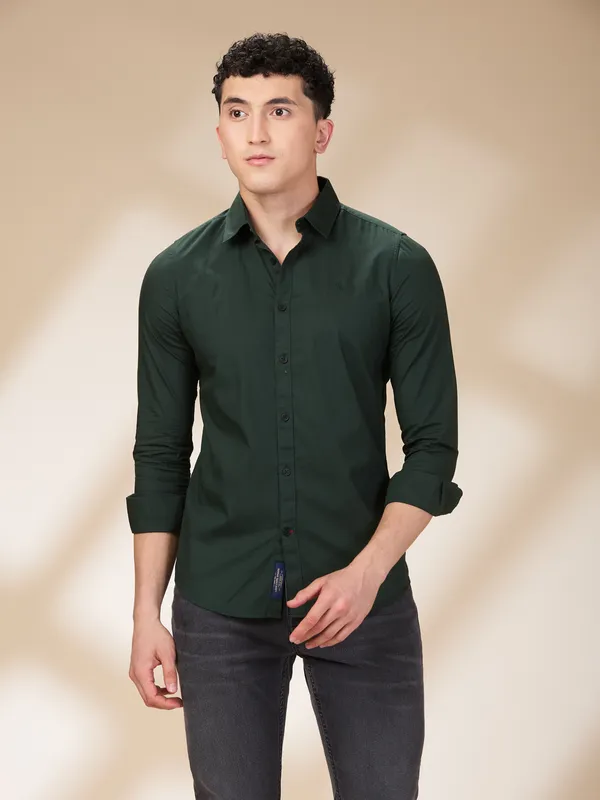 Being Human Clothing Mens-Top Shirts Bottle Green
