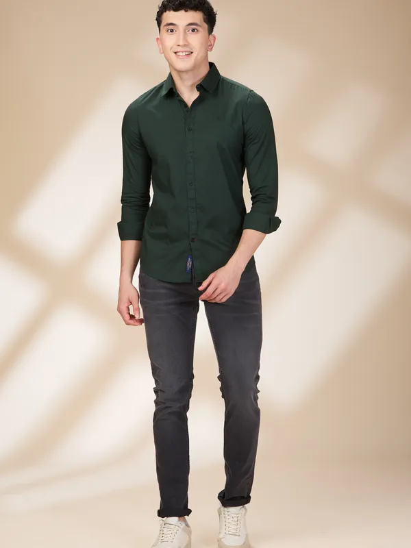 Being Human Clothing Mens-Top Shirts Bottle Green