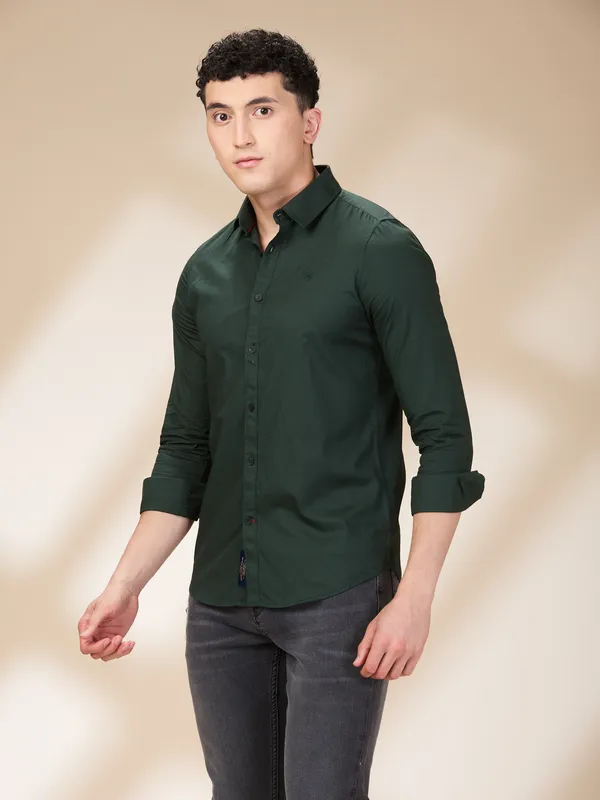 Being Human Clothing Mens-Top Shirts Bottle Green