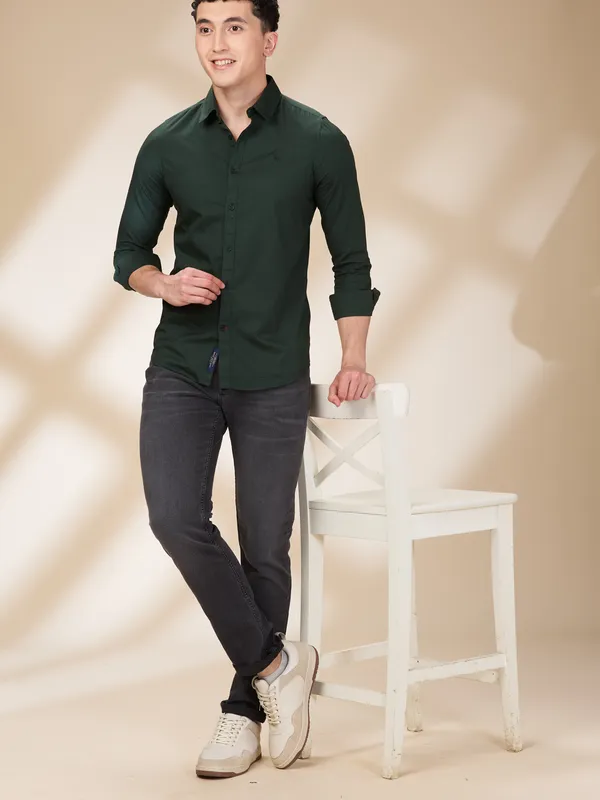 Being Human Clothing Mens-Top Shirts Bottle Green