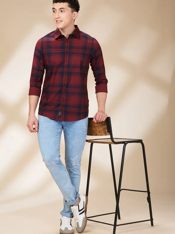 Being Human Clothing Mens-Top Shirts Maroon