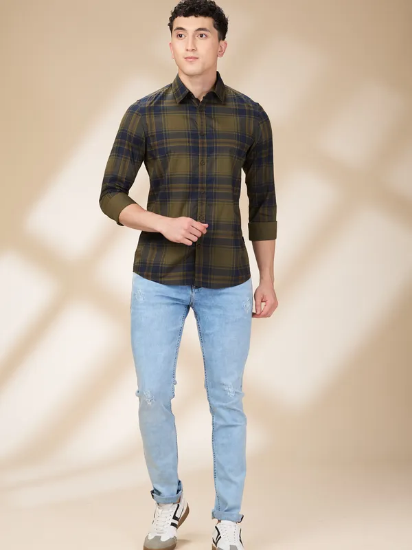 Being Human Clothing Mens-Top Shirts Olive