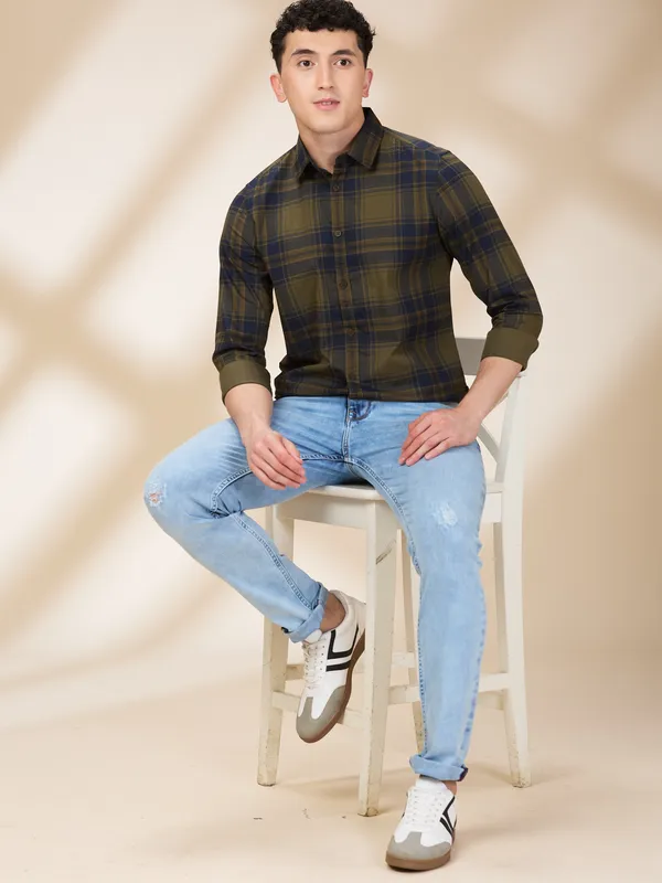 Being Human Clothing Mens-Top Shirts Olive