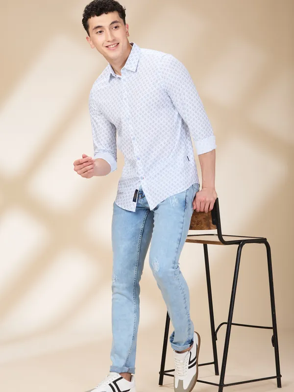 Being Human Mens-Top Shirts Sky Blue