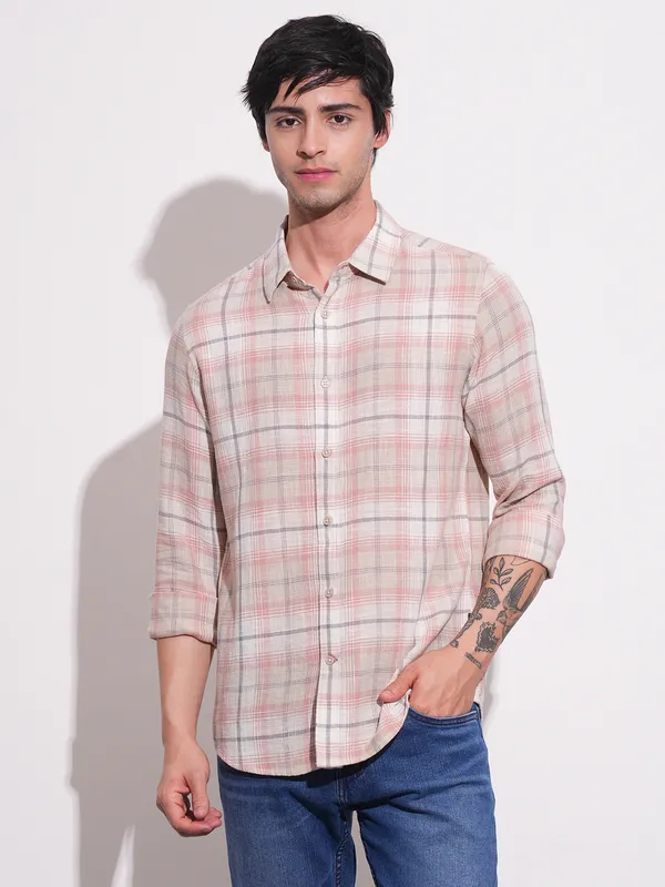 Being Human Clothing-Mens-Top-Shirts Peach