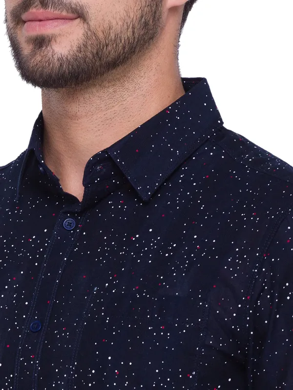Being Human Clothing Men Slim Fit Collared Shirts-Navy