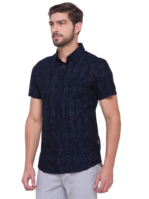 Being Human Clothing Men Slim Fit Collared Shirts-Navy