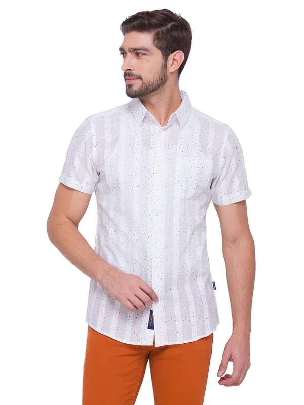 Being Human Clothing Men Slim Fit Collared Shirts-White