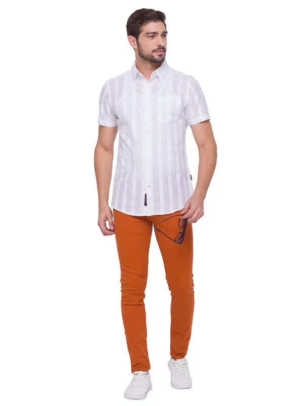 Being Human Clothing Men Slim Fit Collared Shirts-White