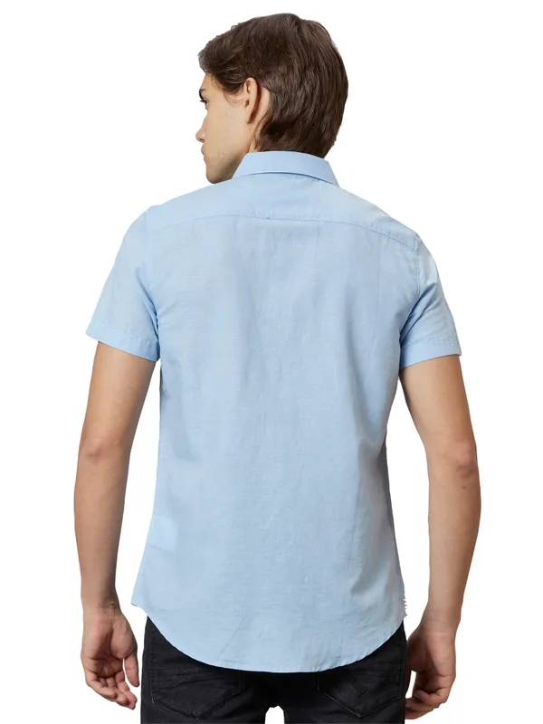 Being Human Slim Fit Men Collared Shirts-Lt.Blue