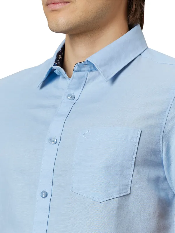 Being Human Slim Fit Men Collared Shirts-Lt.Blue