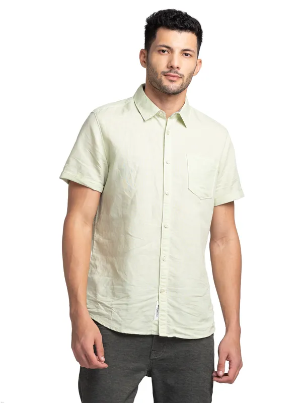 Being Human Slim Fit Men Collared Shirts-Peppermint