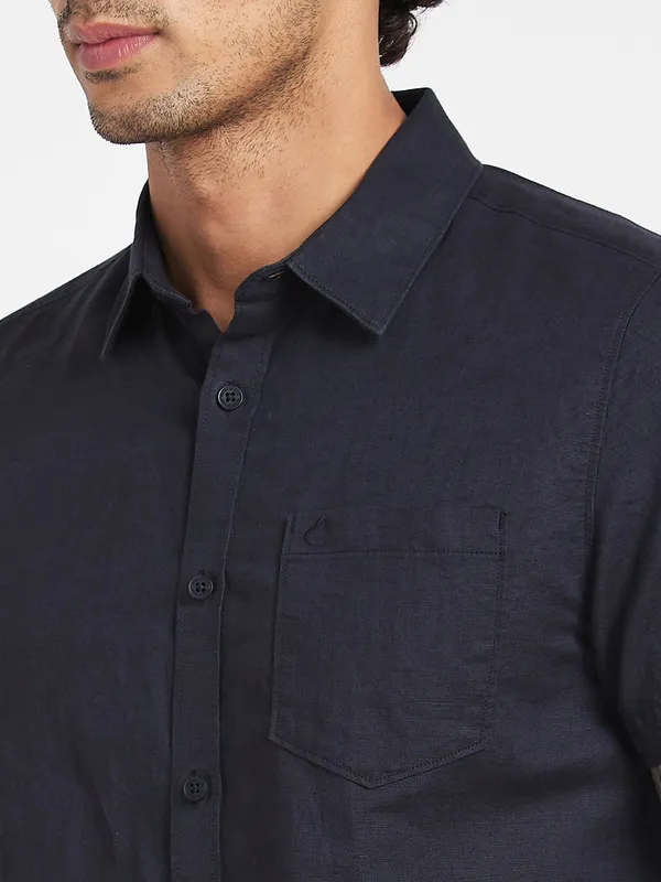 Being Human Slim Fit Men Collared Shirts-Black