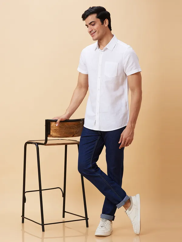 Being Human Men Slim Fit Shirts-White