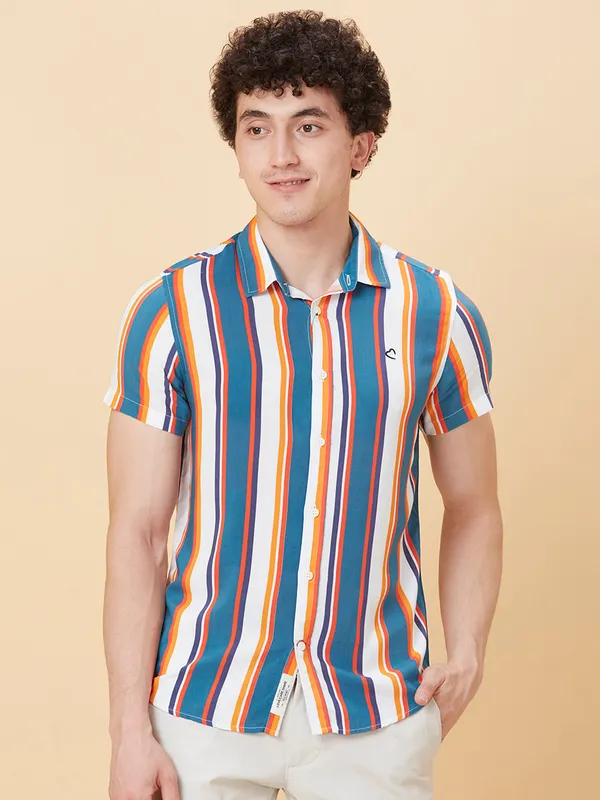 Being Human Clothing Men Slim Fit Shirts-White/Red