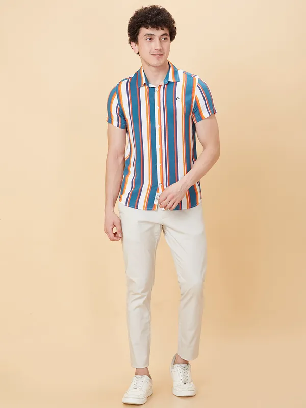 Being Human Clothing Men Slim Fit Shirts-White/Red
