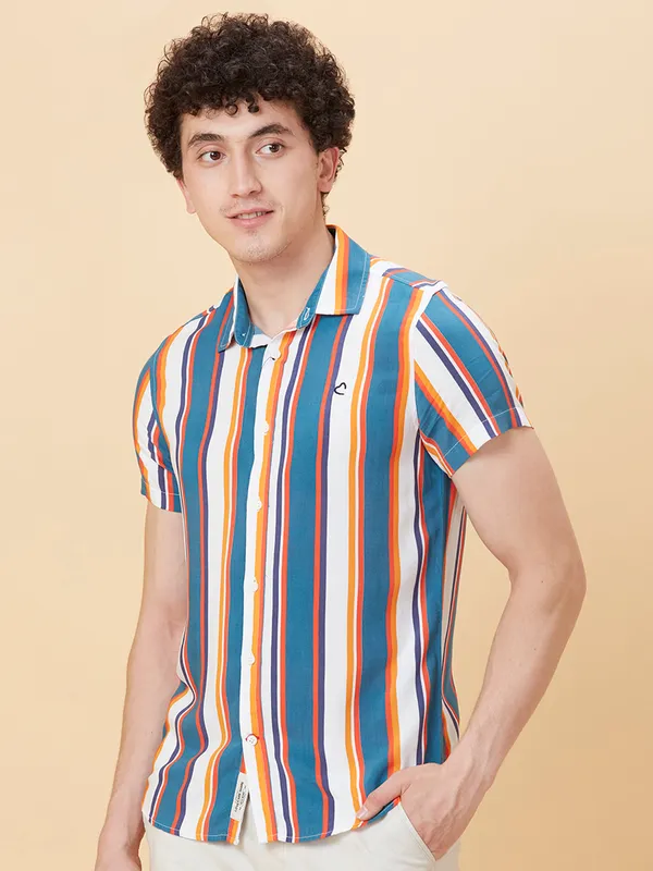Being Human Clothing Men Slim Fit Shirts-White/Red