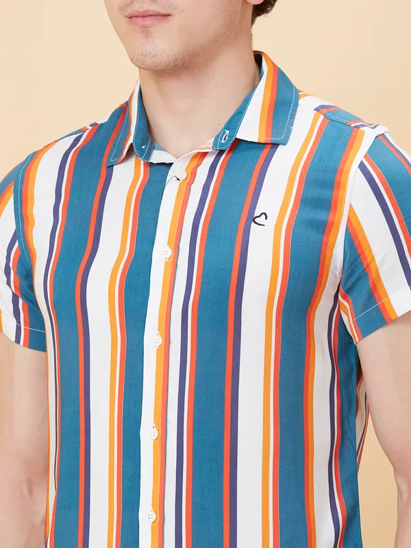 Being Human Clothing Men Slim Fit Shirts-White/Red
