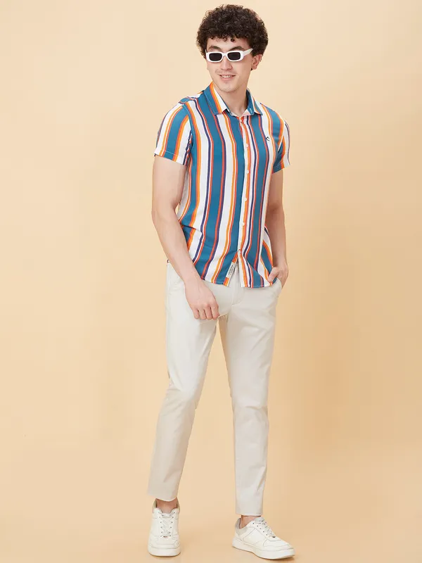 Being Human Clothing Men Slim Fit Shirts-White/Red