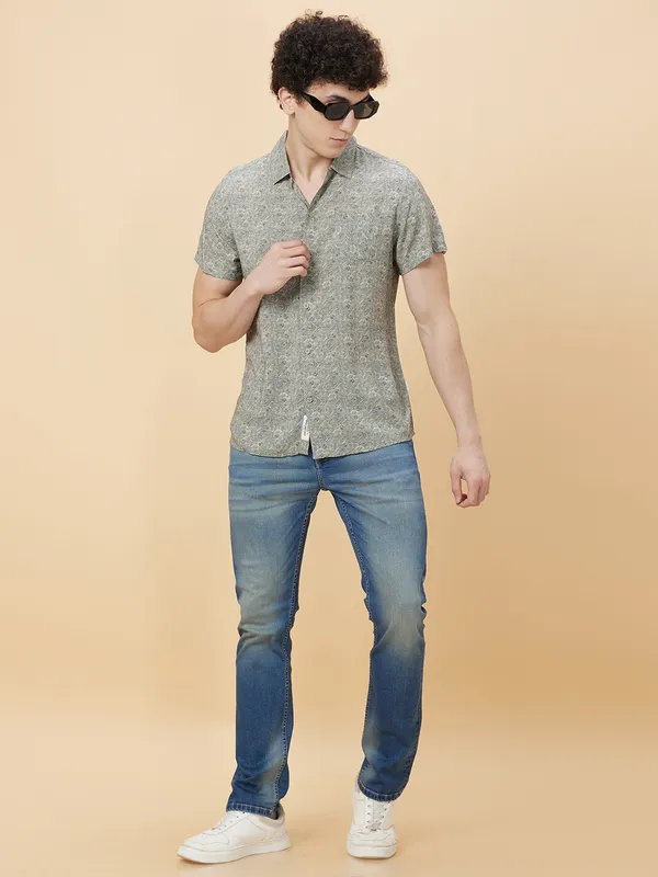 Being Human Clothing Men Slim Fit Shirts-Grey