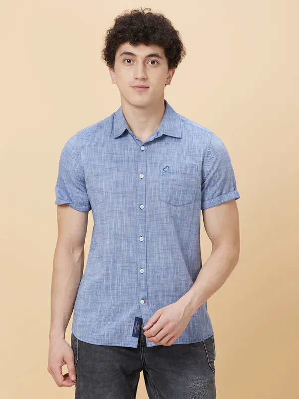 Being Human Clothing Men Slim Fit Shirts-Navy
