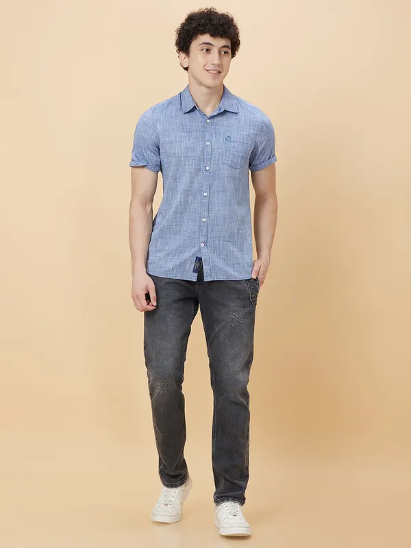 Being Human Clothing Men Slim Fit Shirts-Navy
