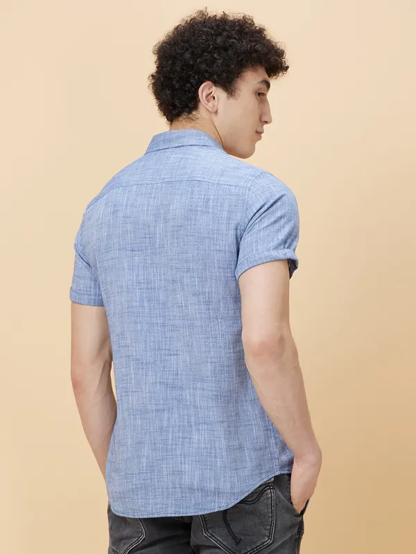 Being Human Clothing Men Slim Fit Shirts-Navy