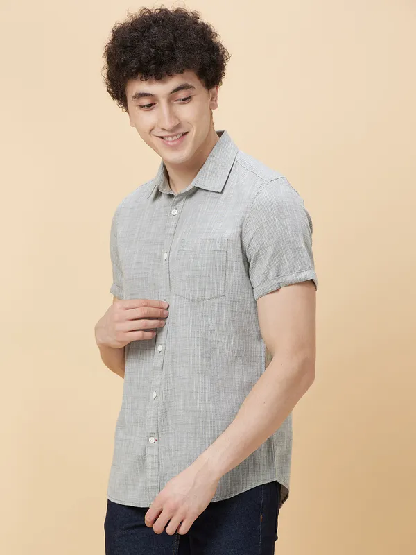 Being Human Clothing Men Slim Fit Shirts-Olive